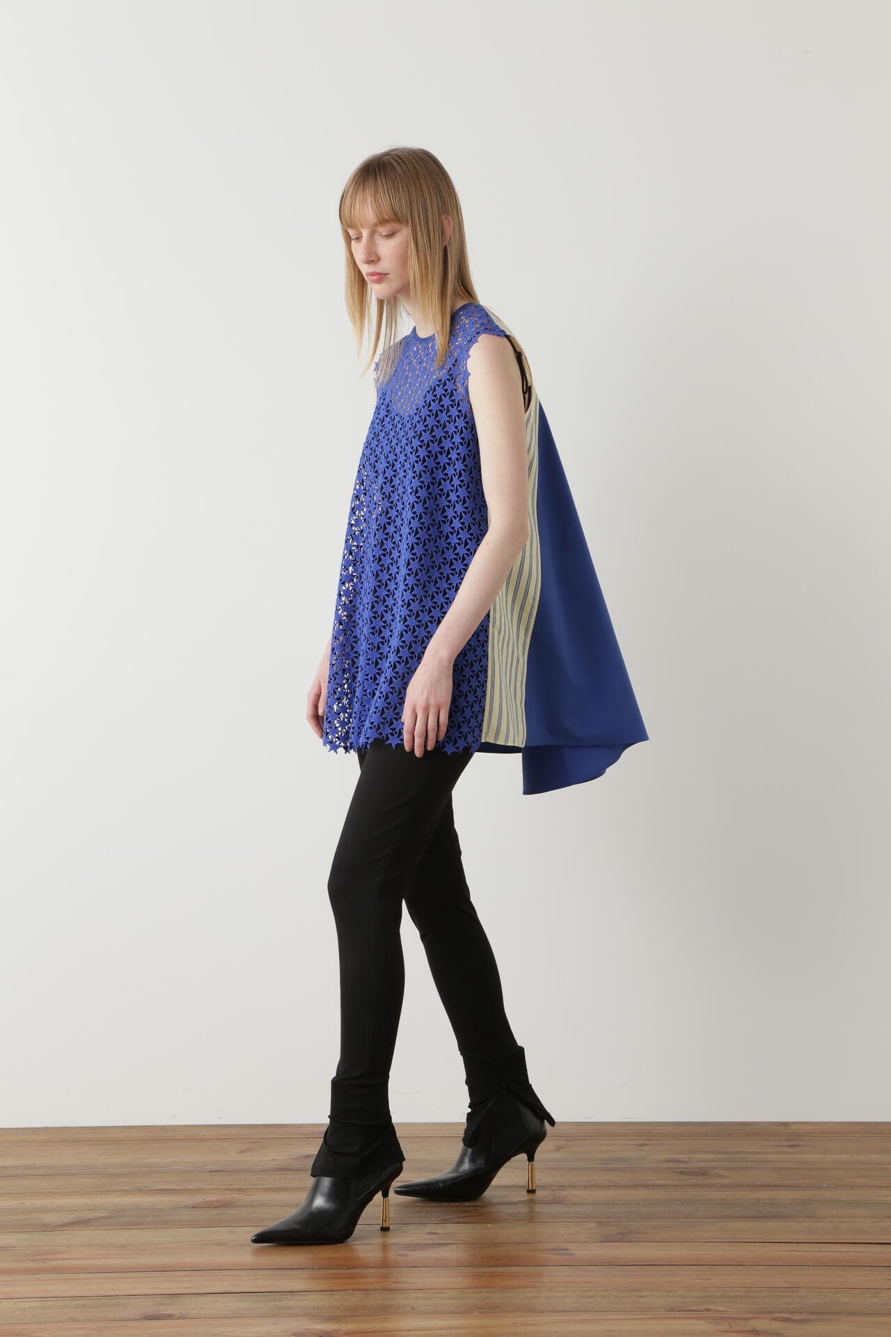 Star Lace/Stripe Combi Blouse