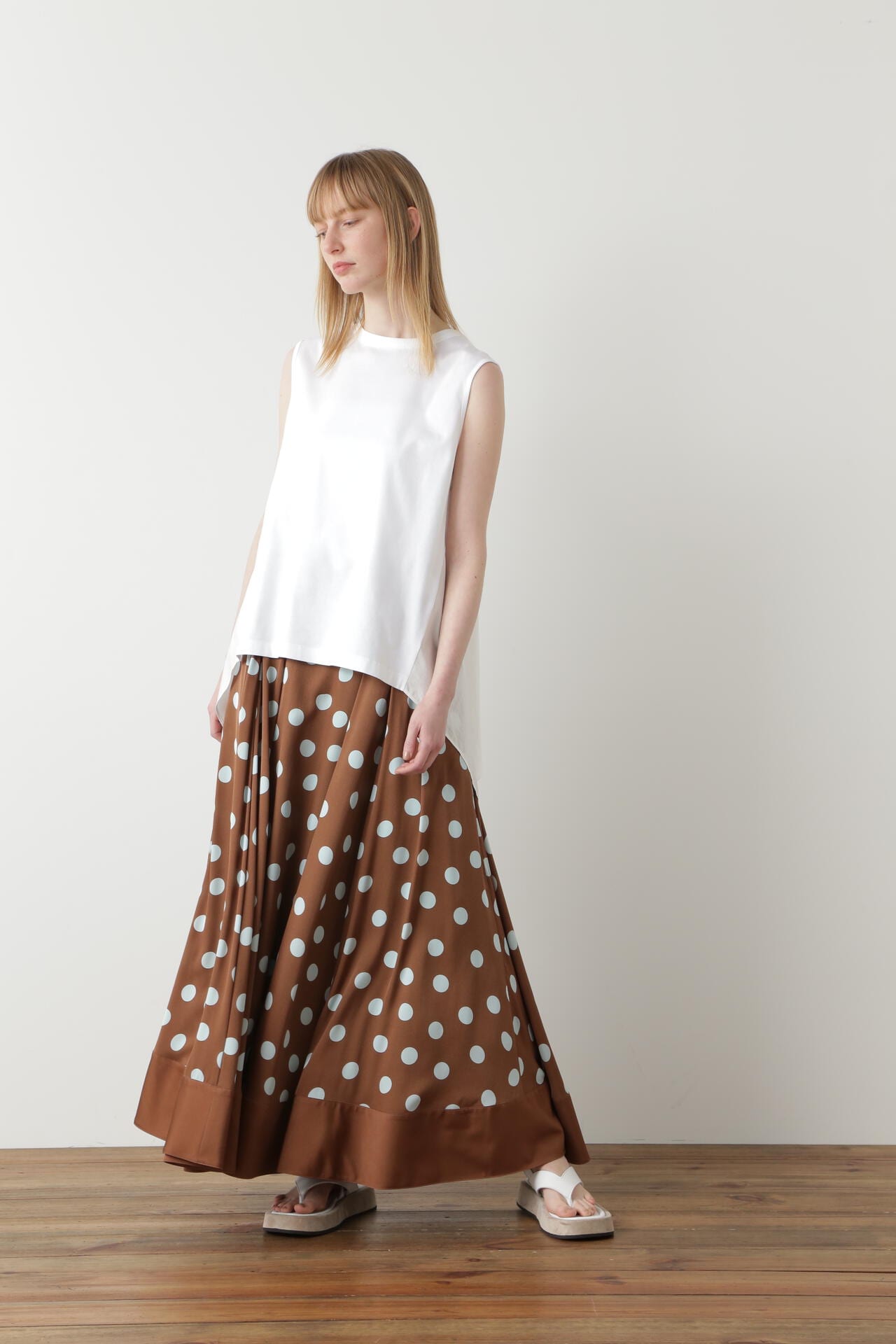 【TV着用】Printed Silk Dot Skirt