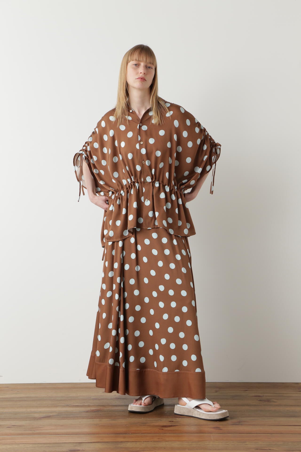 【TV着用】Printed Silk Dot Skirt