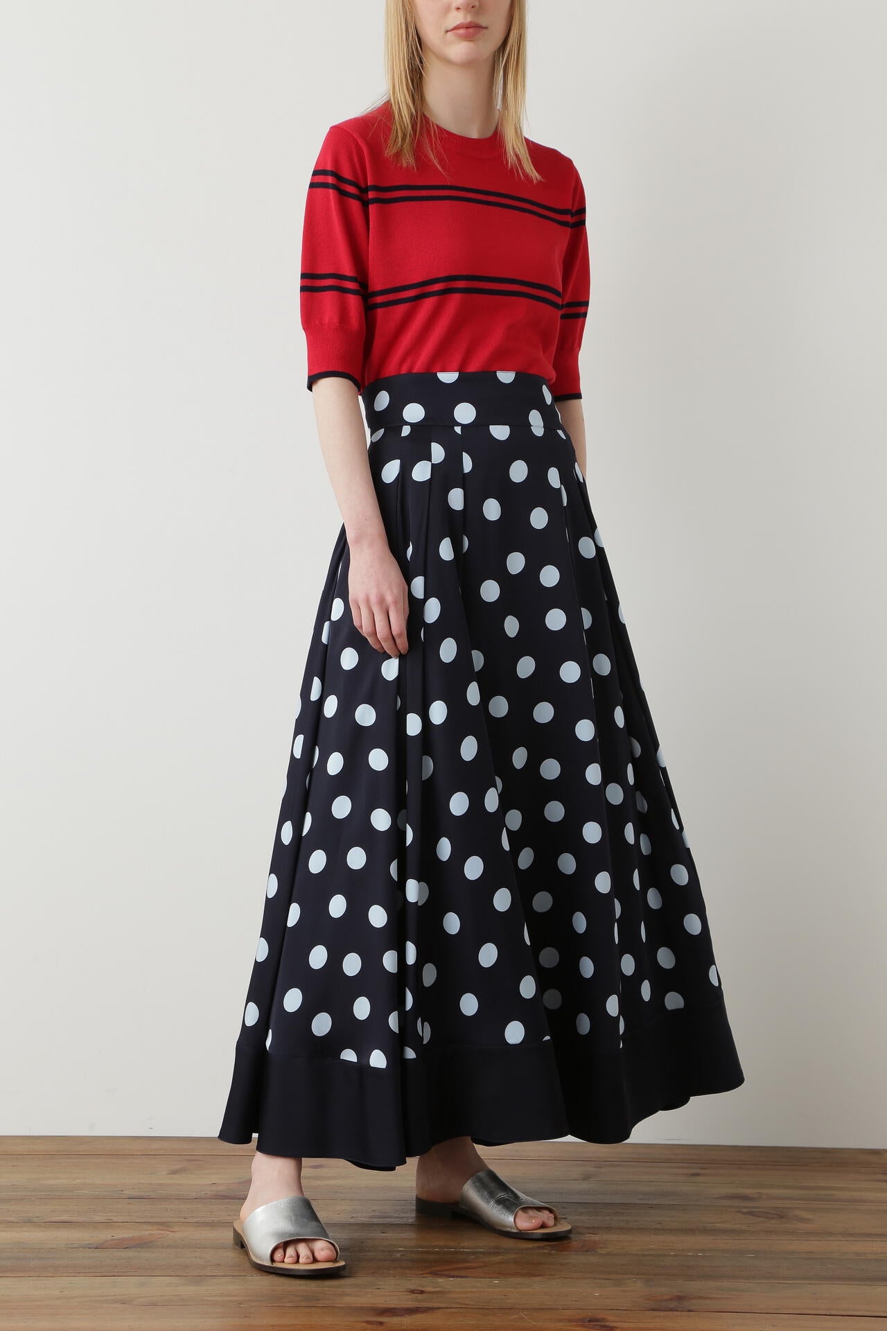 【TV着用】Printed Silk Dot Skirt