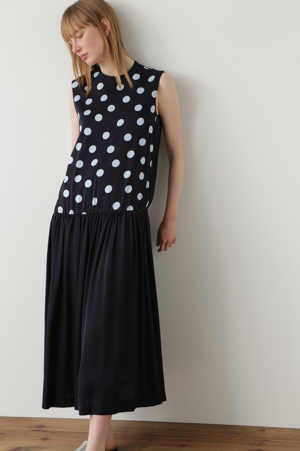 Printed Silk Dot Dress