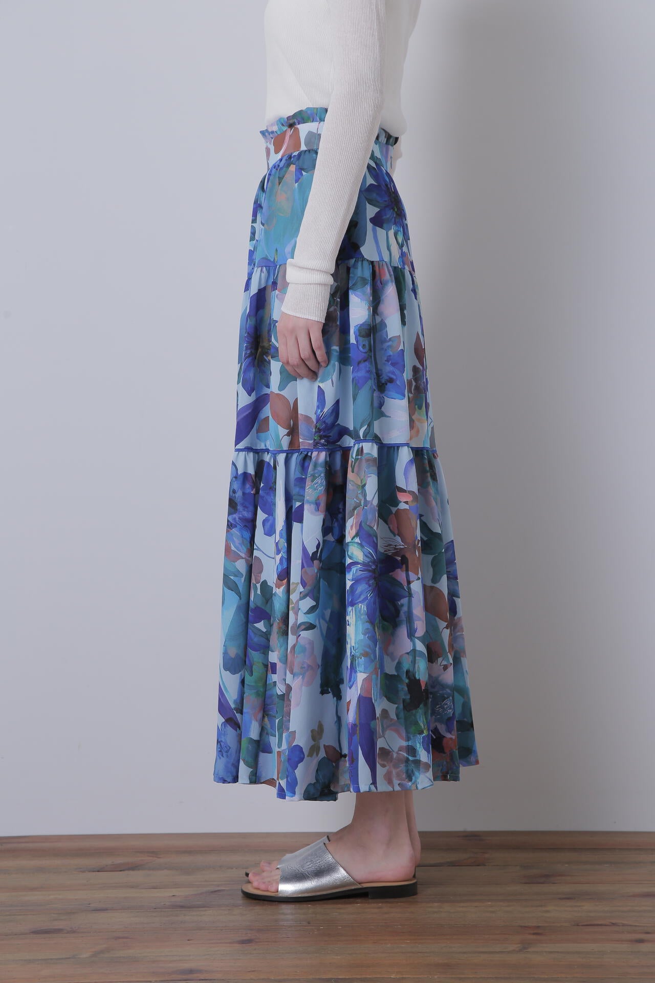 【TV着用】Flower Printed Flare Skirt