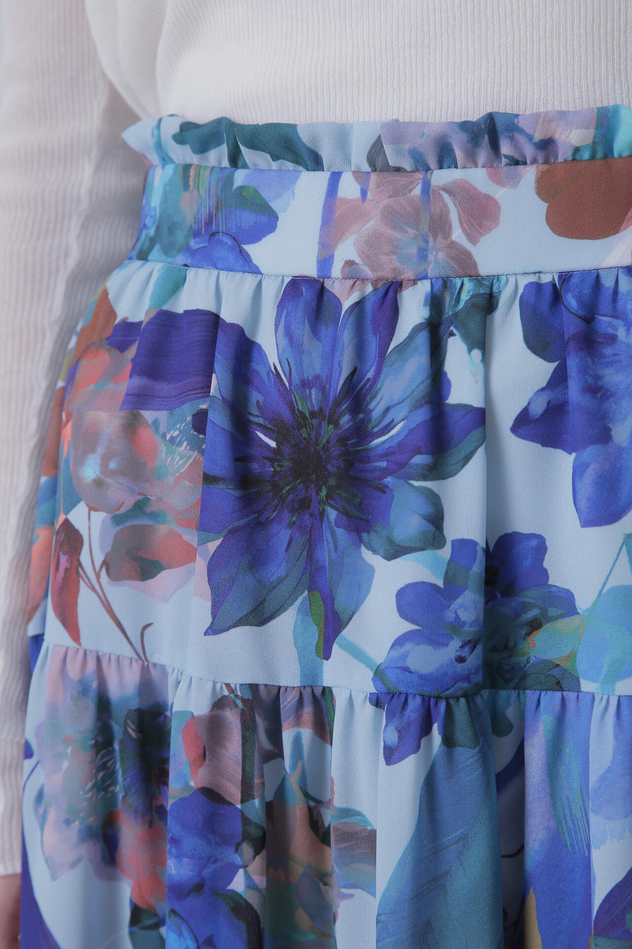 【TV着用】Flower Printed Flare Skirt