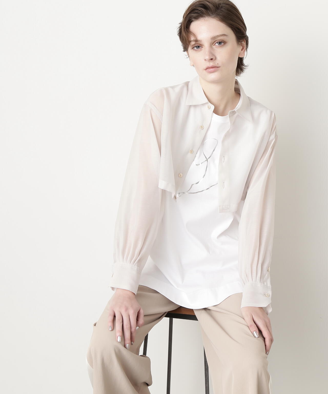Sheer Cropped Shirt