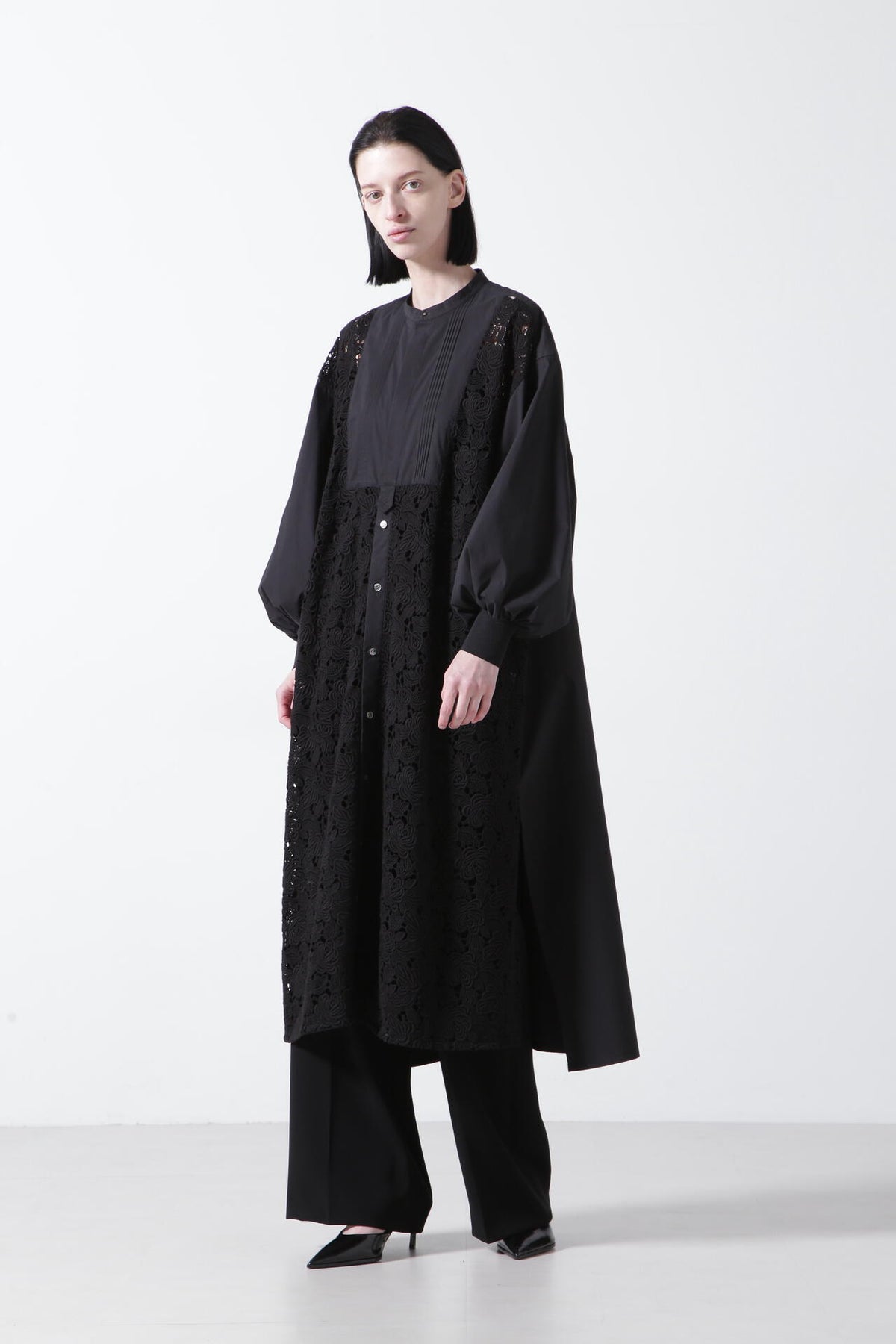 Lace Combi Shirt Dress