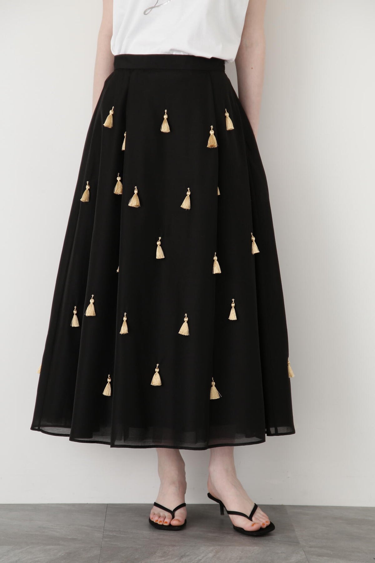 Sheer Organdy Tassel Skirt