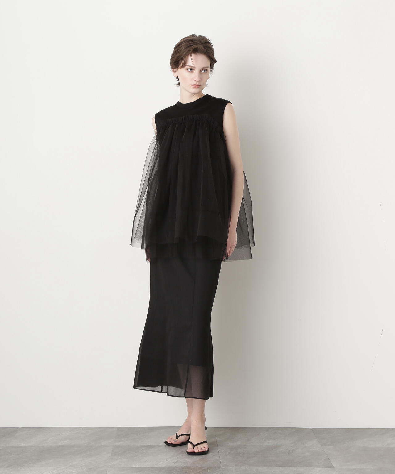 Sheer Satin Combi Skirt