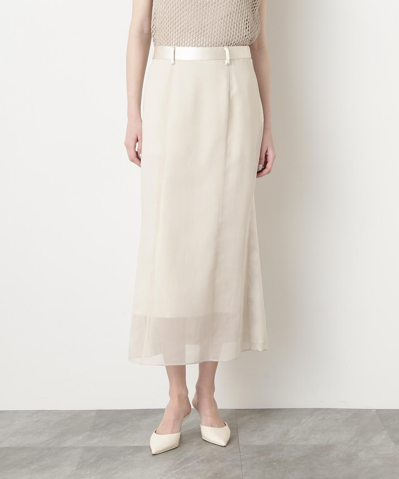 Sheer Satin Combi Skirt