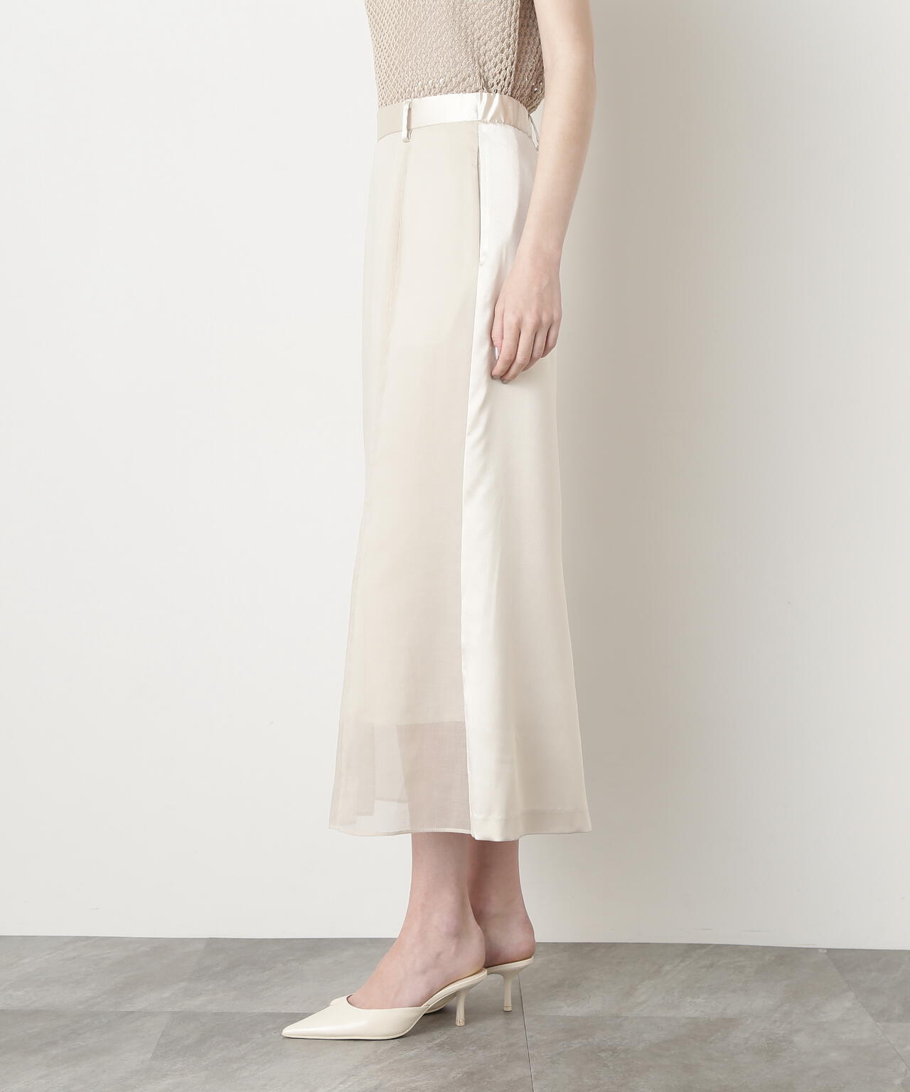 Sheer Satin Combi Skirt