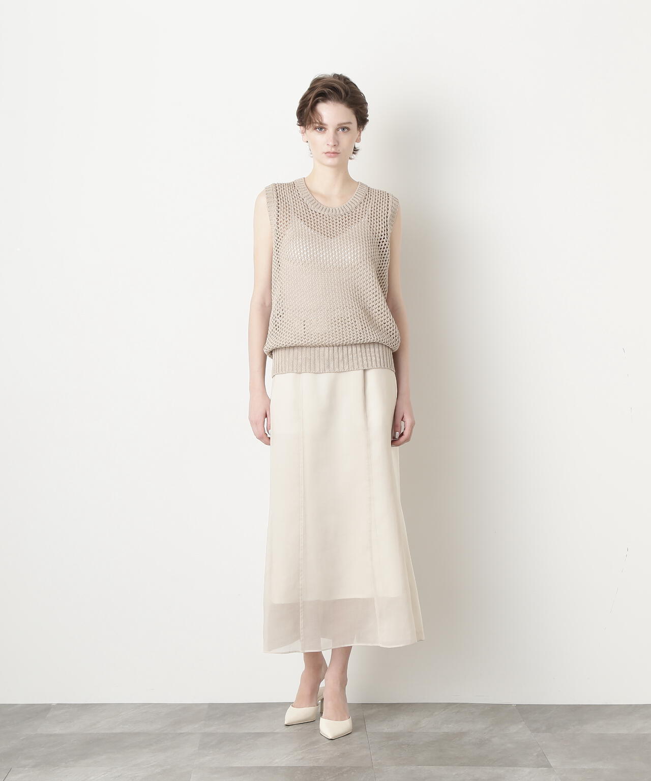 Sheer Satin Combi Skirt