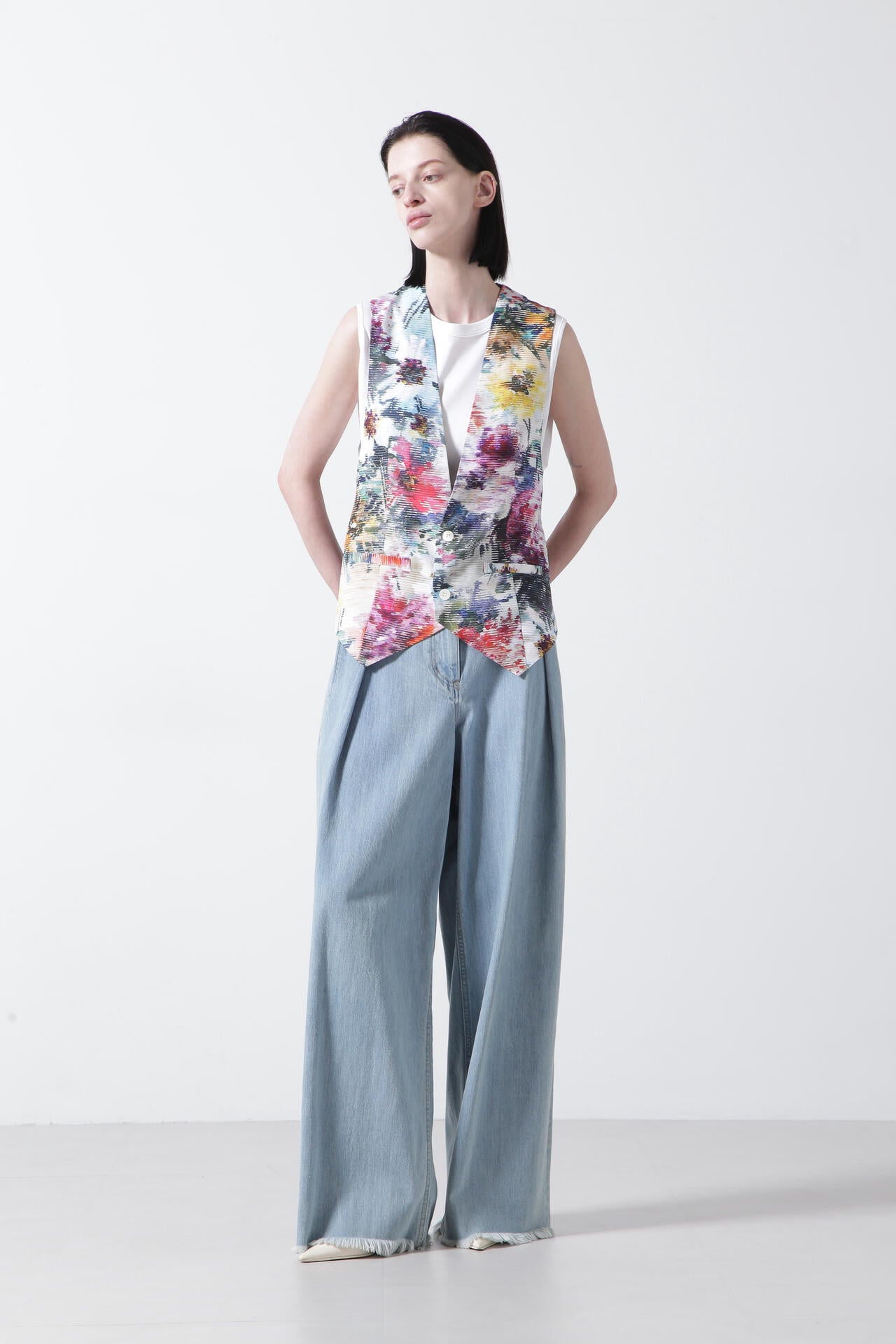 【TV着用】Printed Narrow ilhouette Gilet