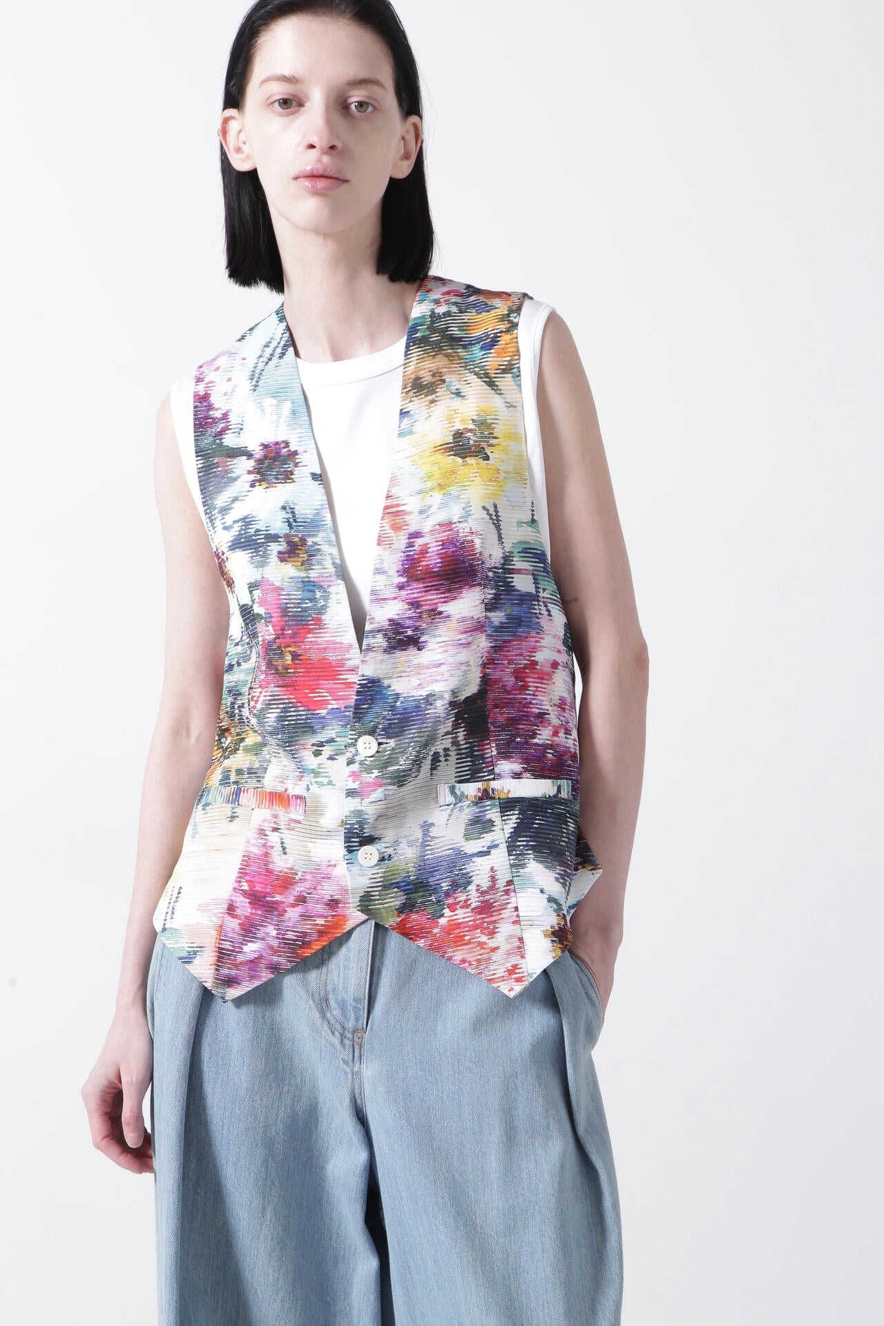 【TV着用】Printed Narrow ilhouette Gilet
