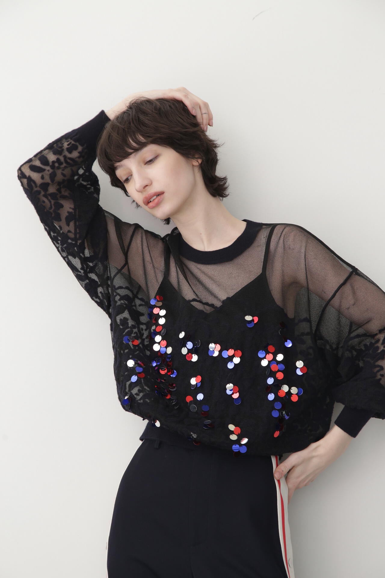 Rainbow Sequins Knit Pullover