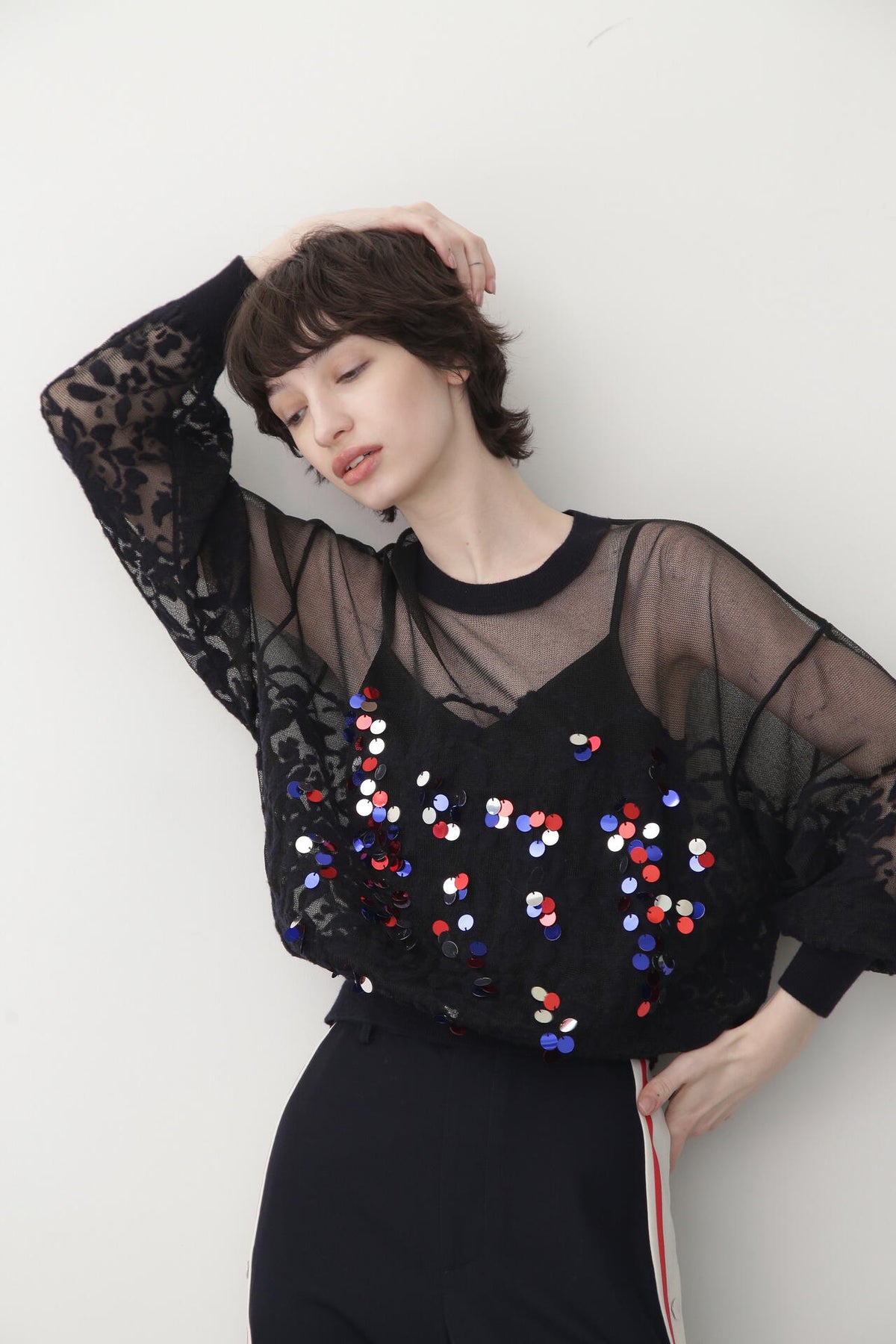 Rainbow Sequins Knit Pullover