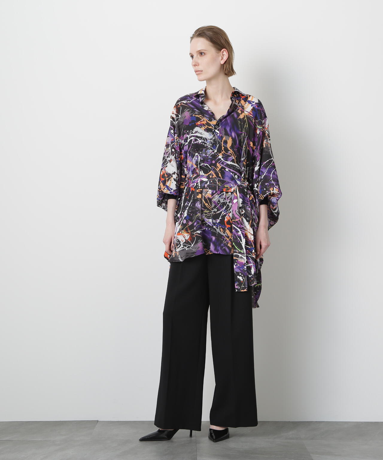 Printed Belted Bige Ste Shirts