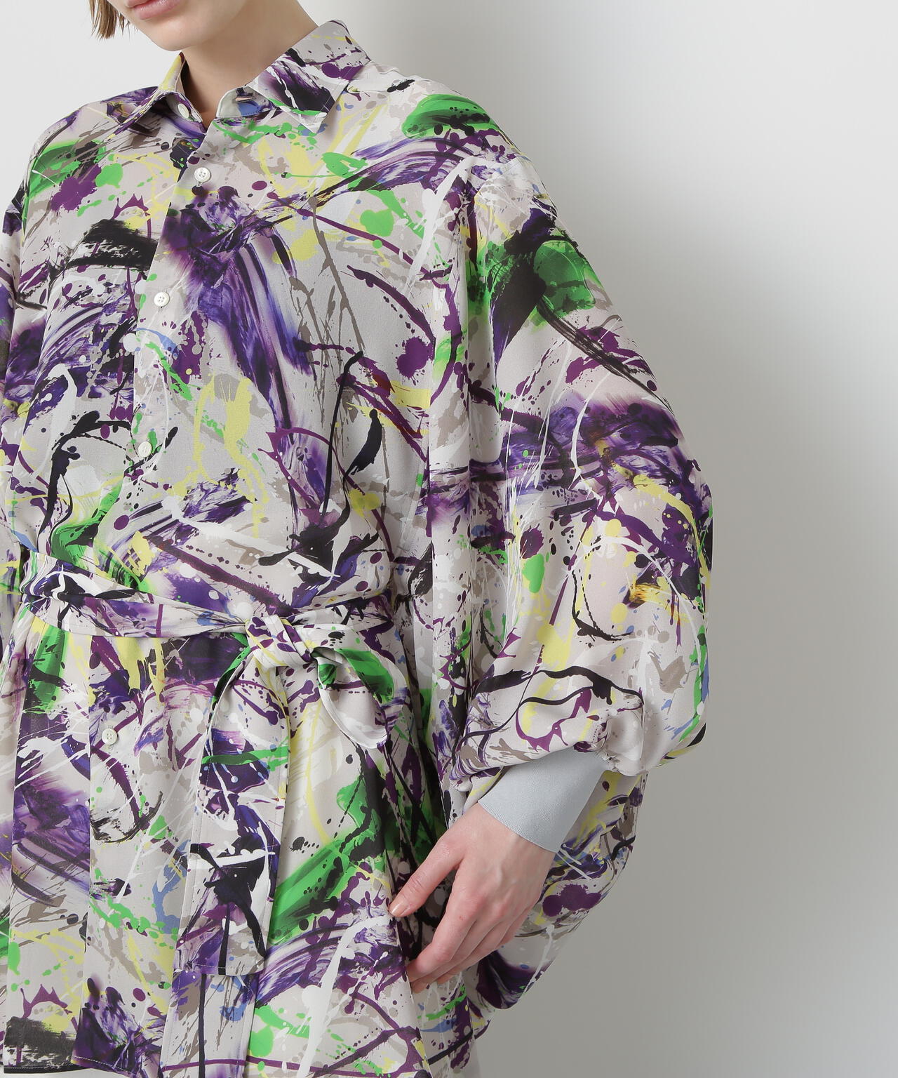Printed Belted Bige Ste Shirts