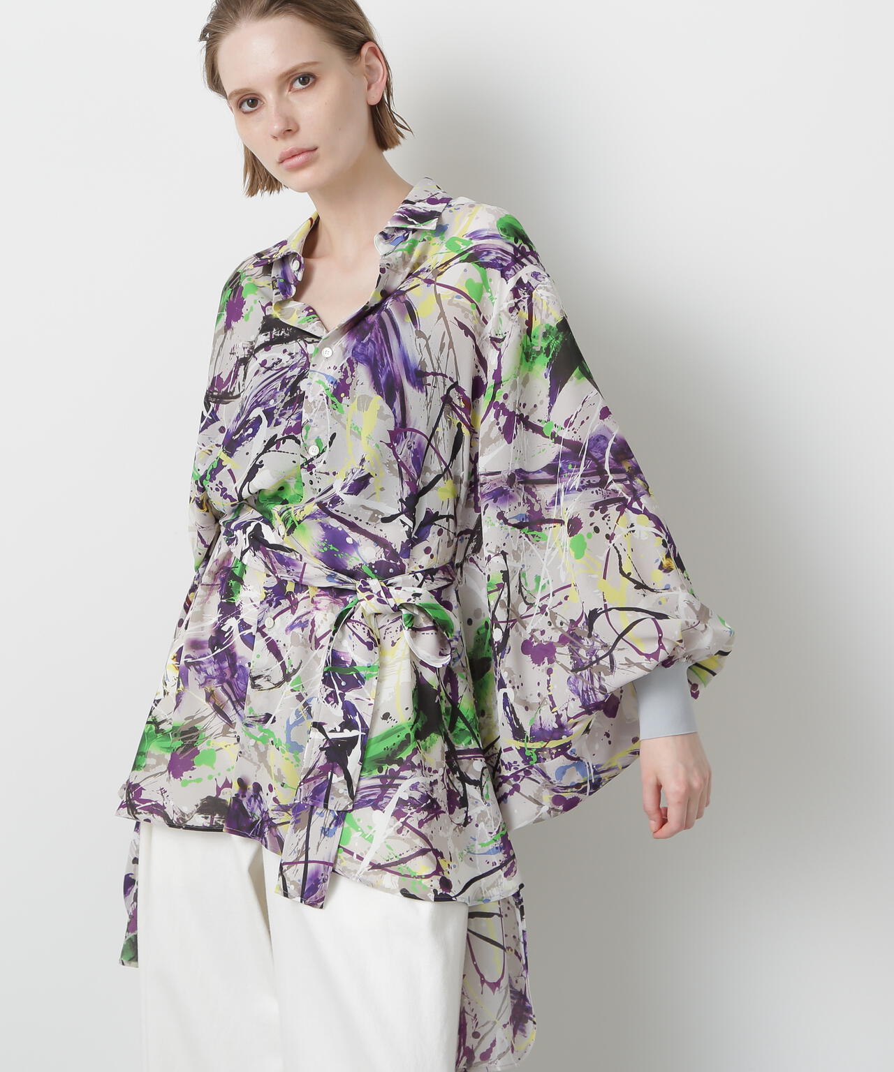 Printed Belted Bige Ste Shirts