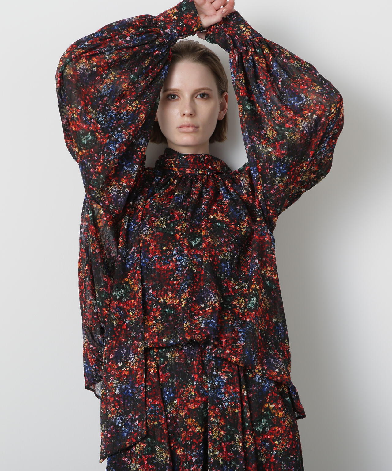 Printed Bow-Tie Blouse