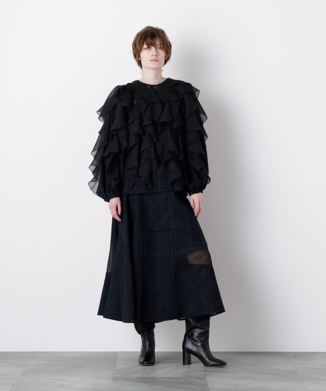 Sheer Combination Pattern Blouse