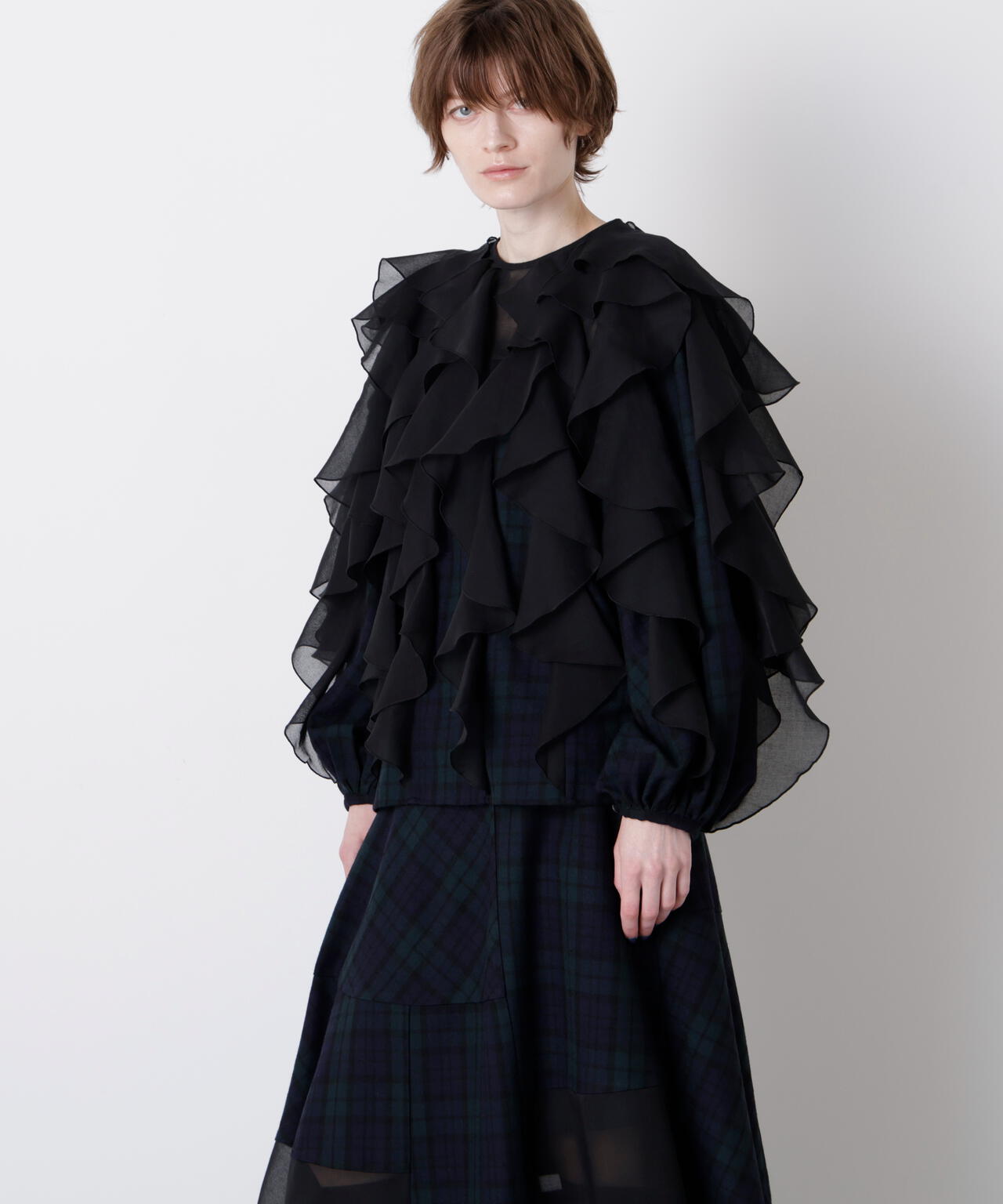 Sheer Combination Pattern Blouse