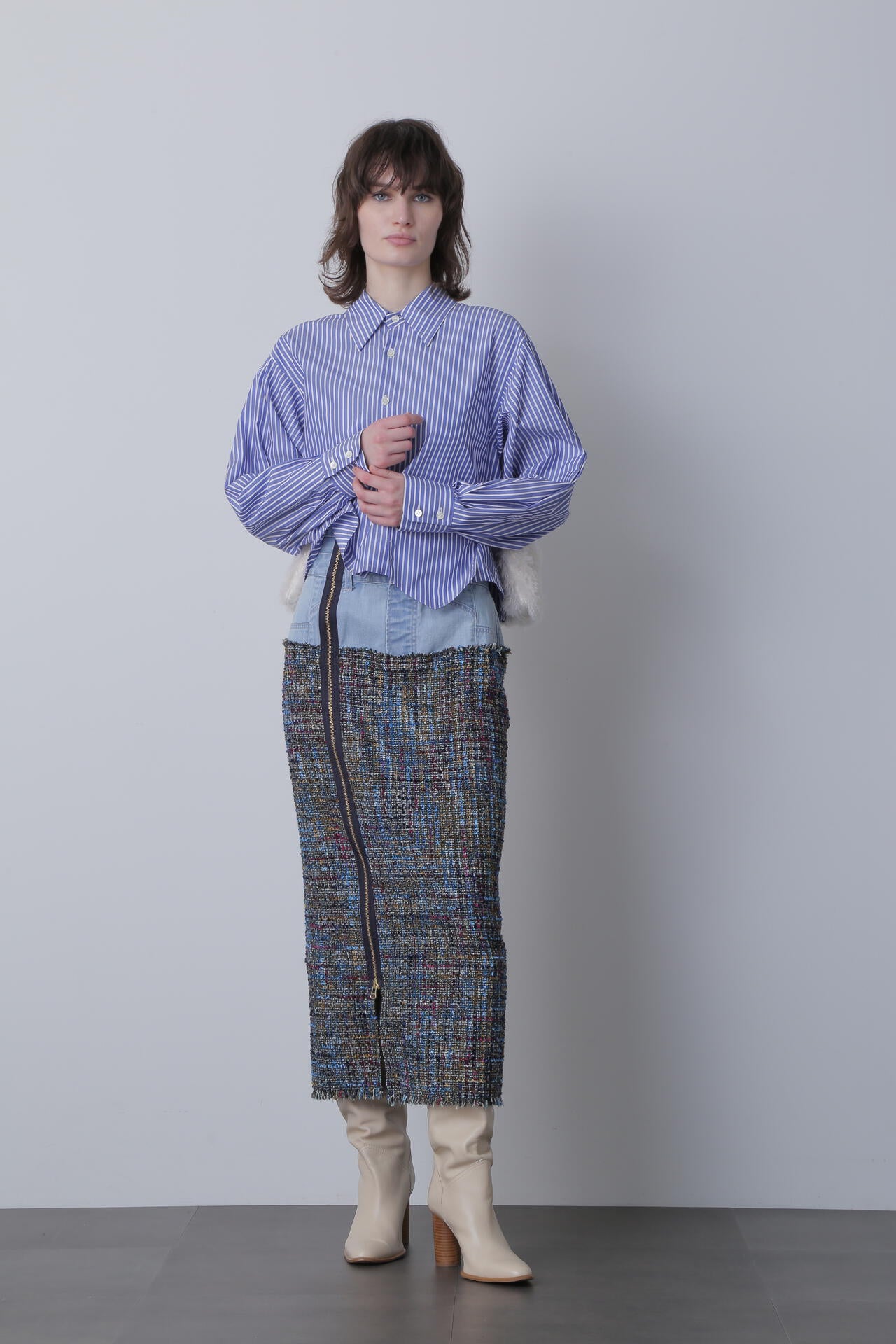 Fur Trim Combi Shirts