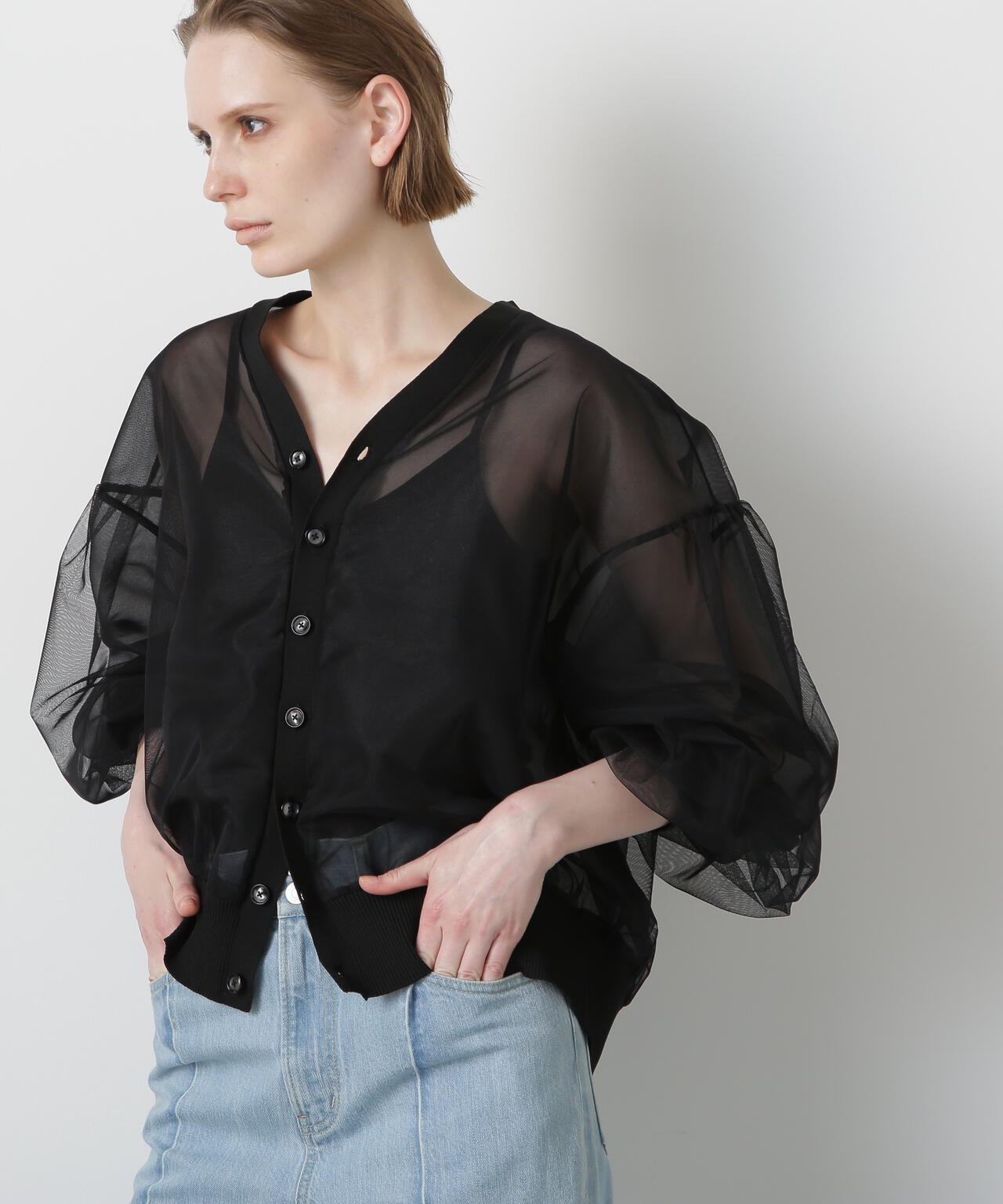 Tulle Organdy Cardigan Blouse