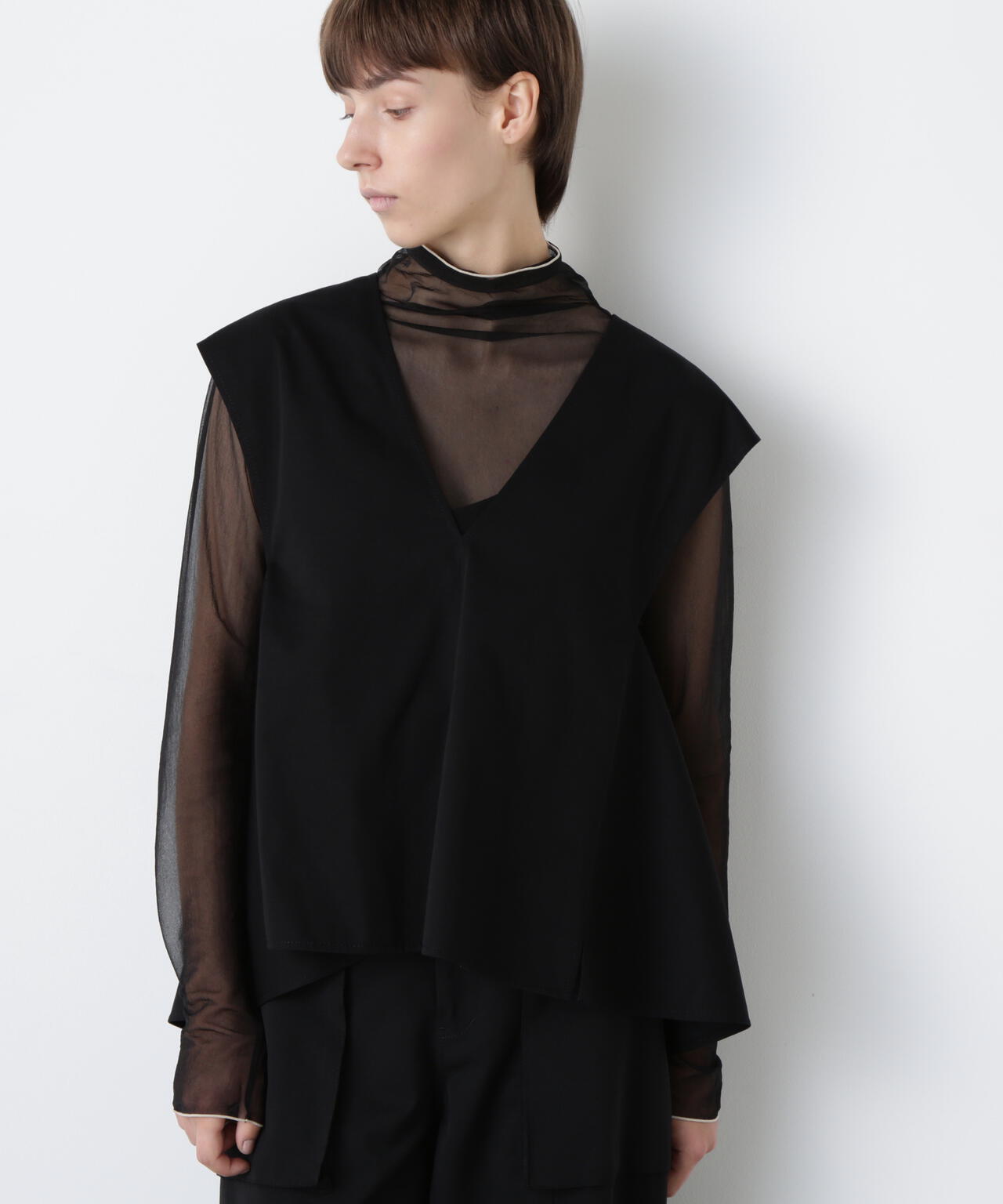 Back Peplum Gilet Blouse
