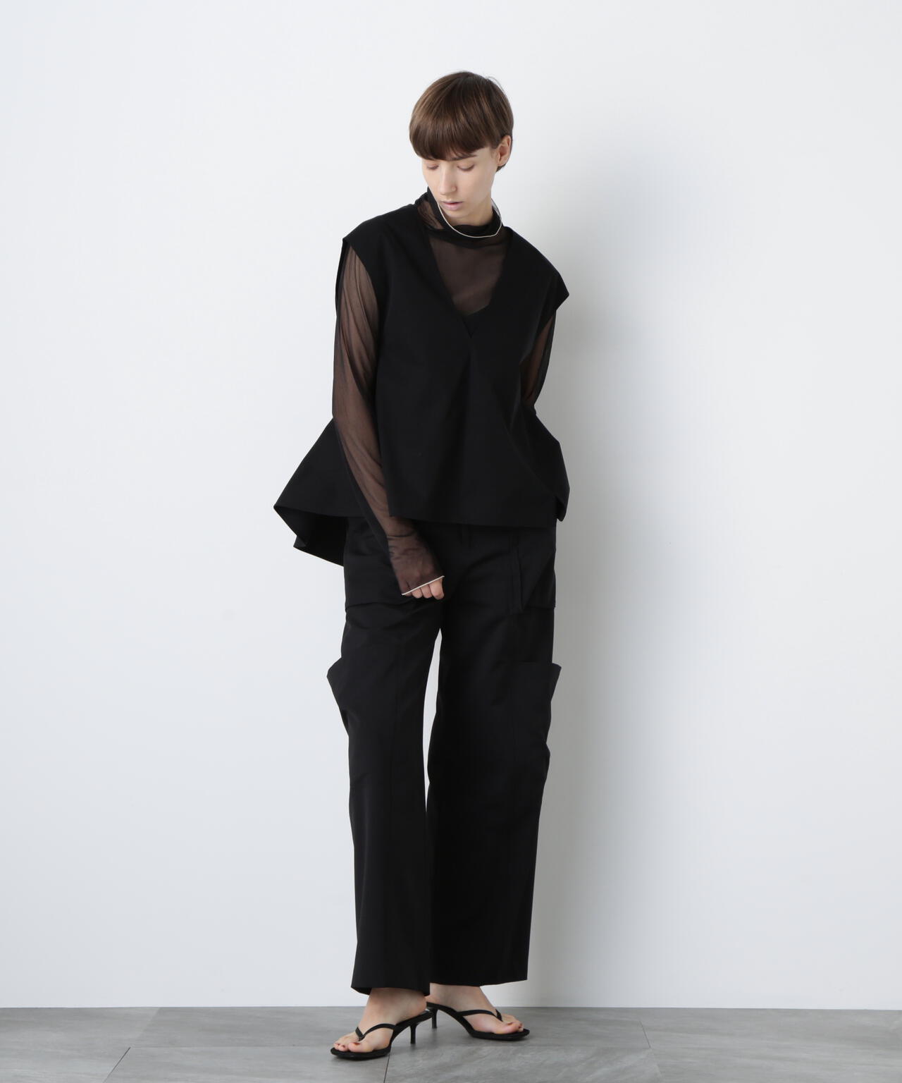 Back Peplum Gilet Blouse