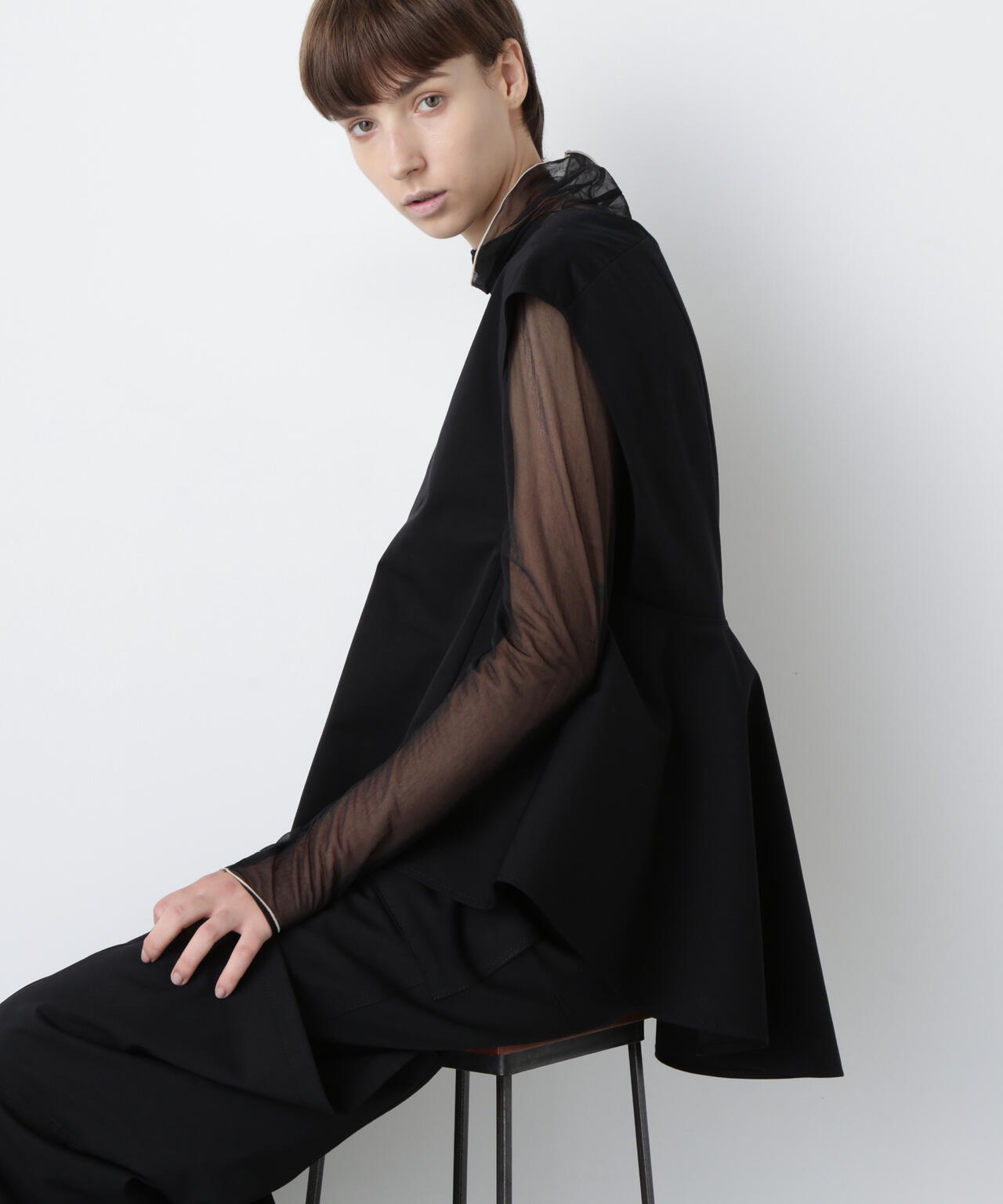 Back Peplum Gilet Blouse