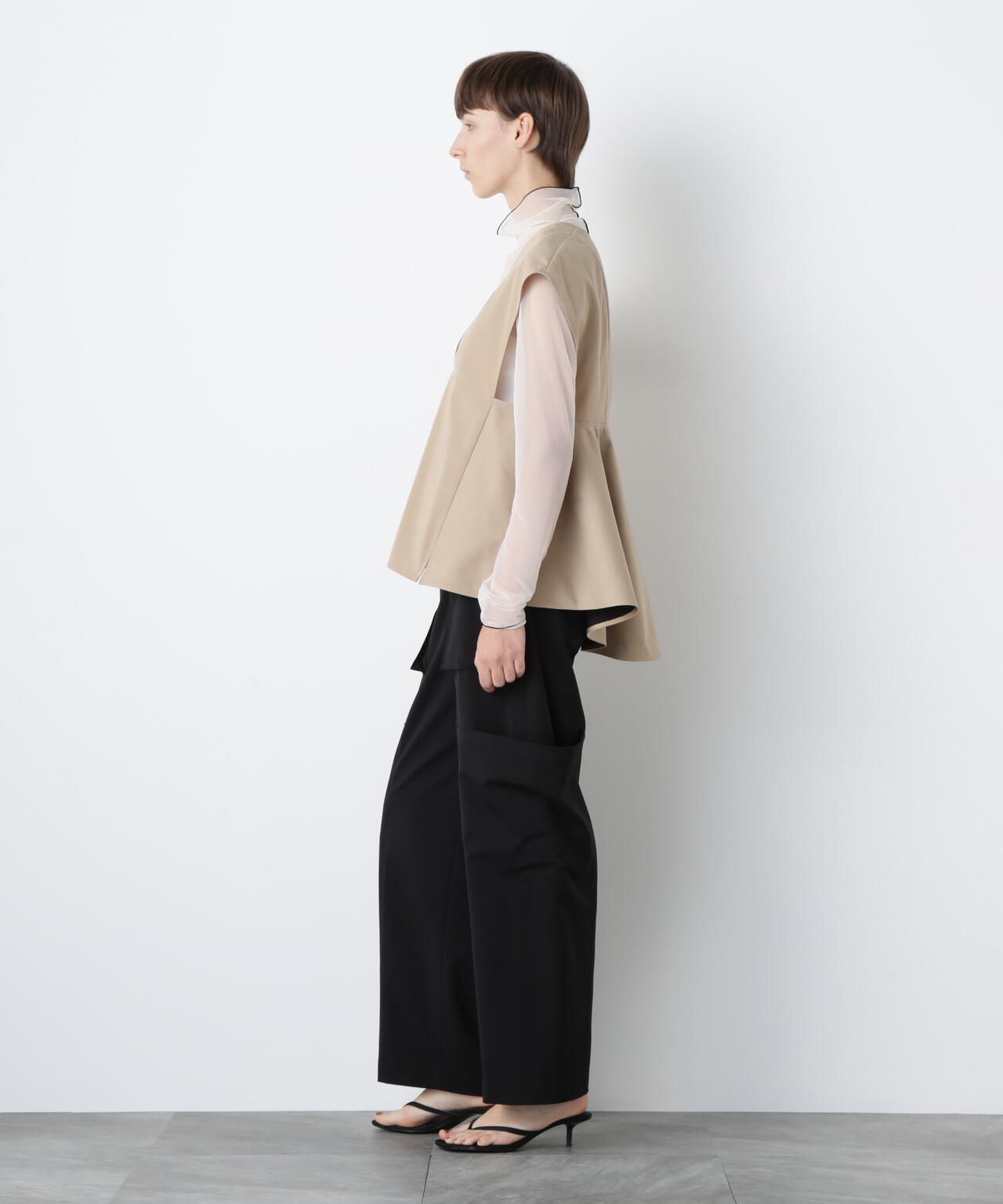 Back Peplum Gilet Blouse