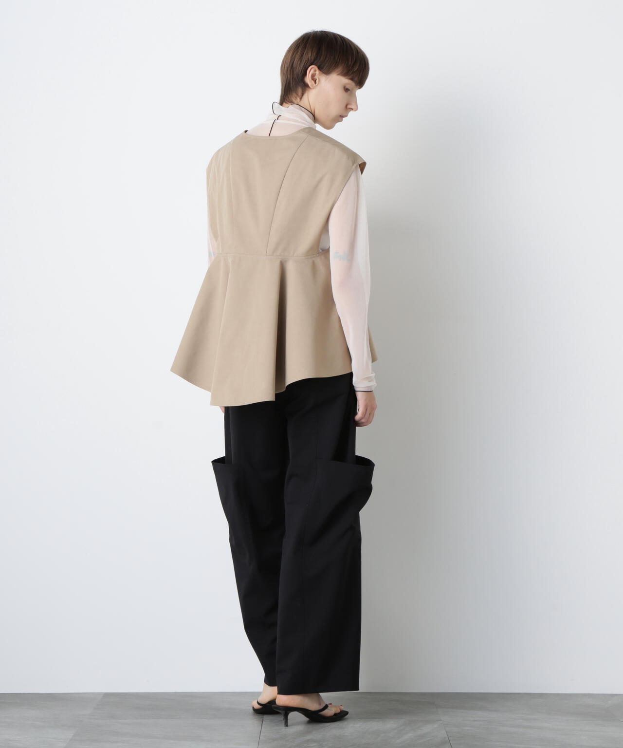 Back Peplum Gilet Blouse