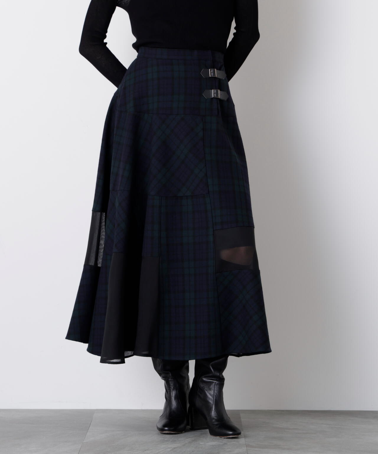 Sheer Combination Pattern Skirt