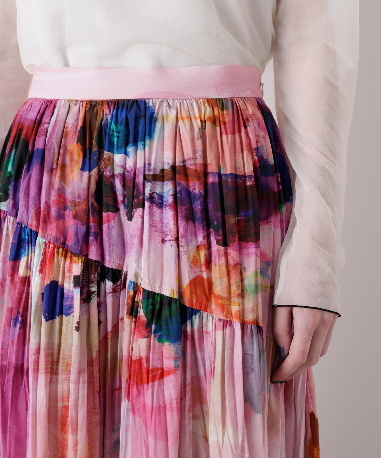 Crushed Art Print Skirt
