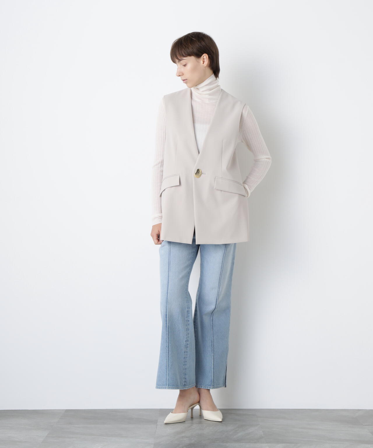 Side Slit Flare Denim