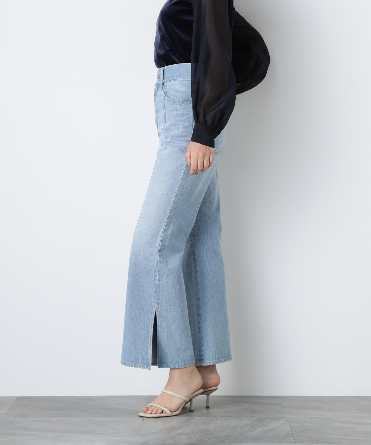 Side Slit Flare Denim