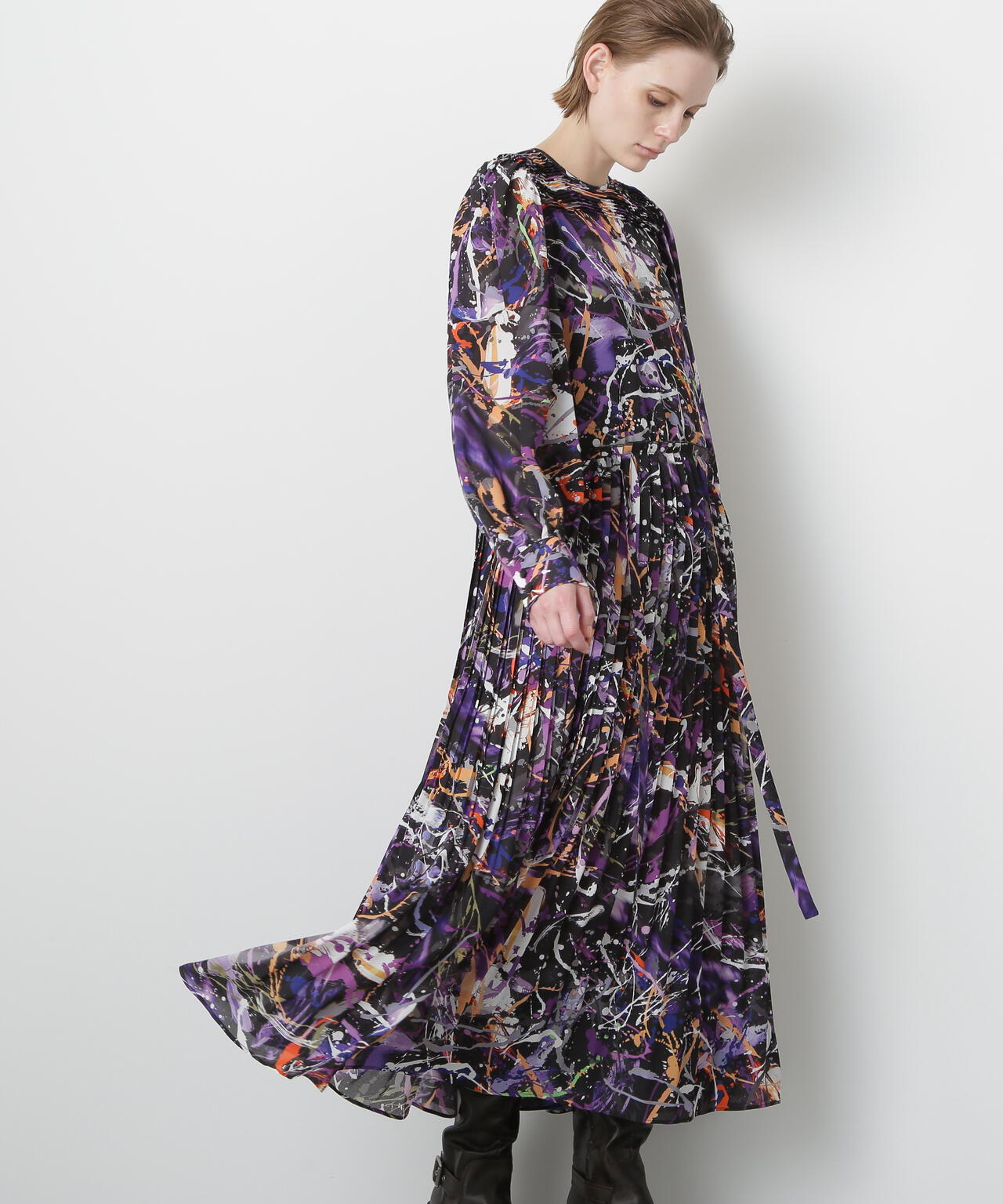 Printed Pleats Dress