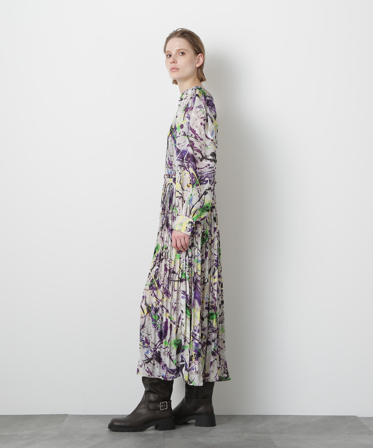 Printed Pleats Dress