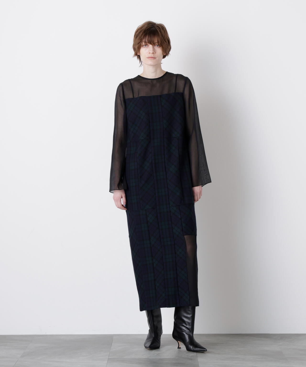 Sheer Combination Pattern Dress