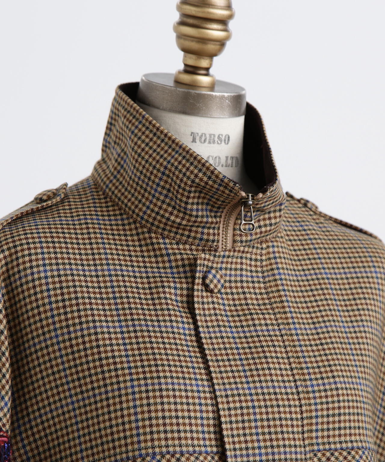 Tweed Sleeve Stand Zip UP JK
