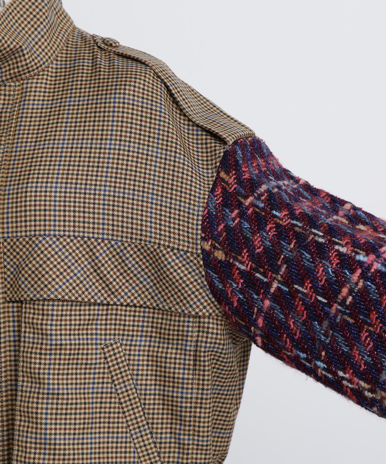 Tweed Sleeve Stand Zip UP JK