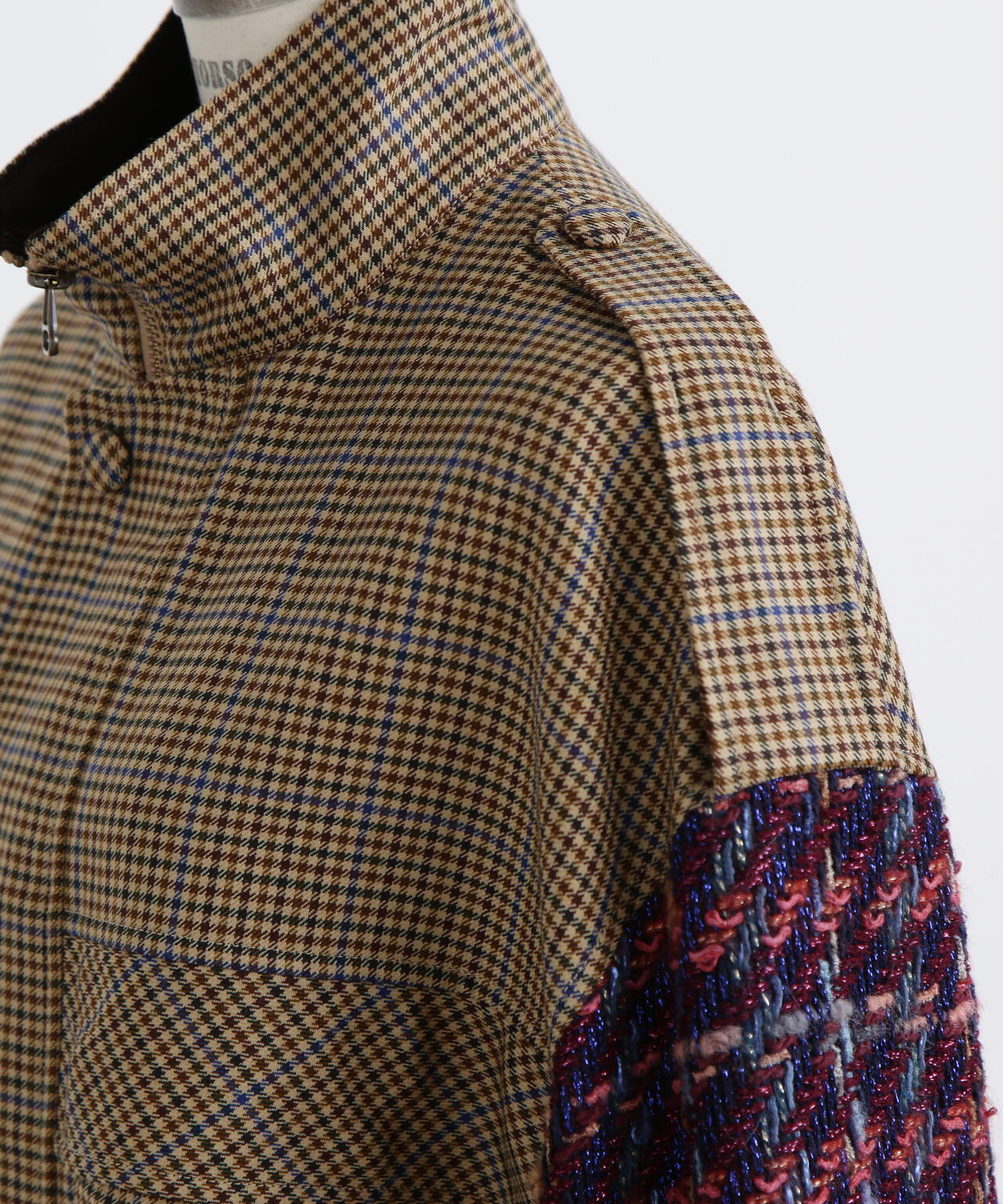 Tweed Sleeve Stand Zip UP JK
