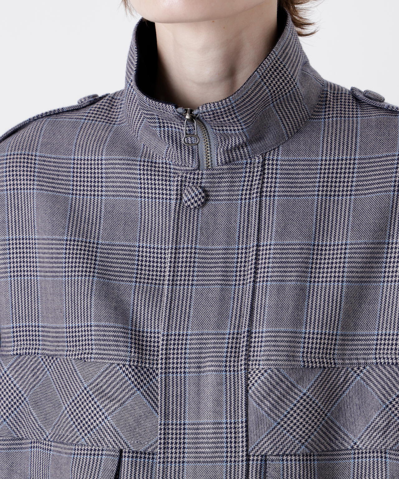 Tweed Sleeve Stand Zip UP JK