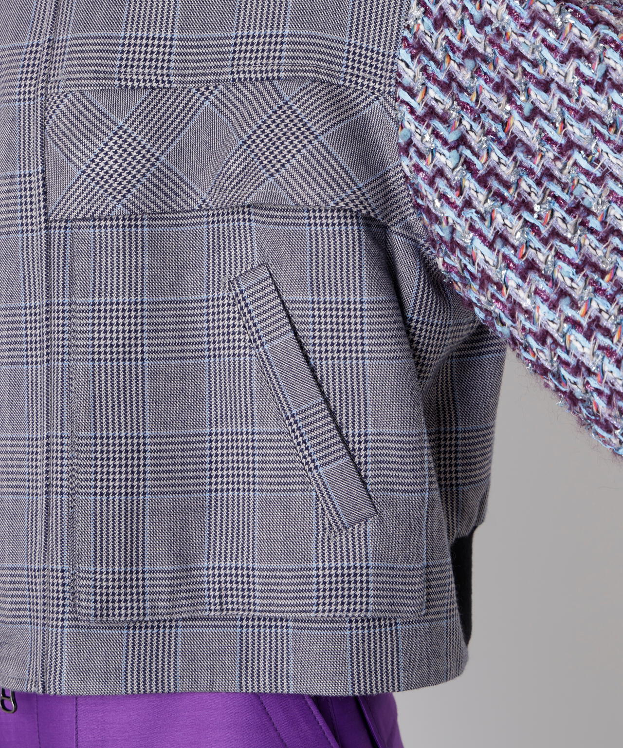 Tweed Sleeve Stand Zip UP JK