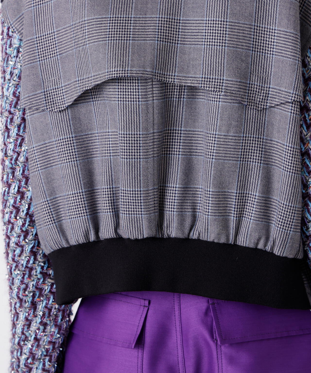 Tweed Sleeve Stand Zip UP JK