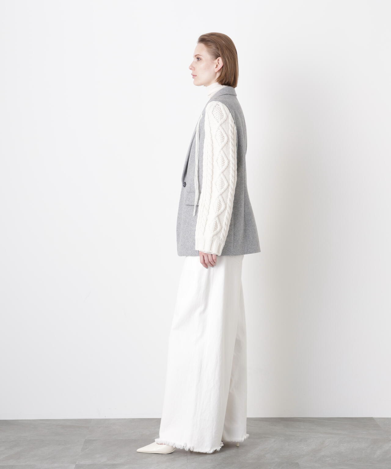 Cable Knit Sleeve Jacket