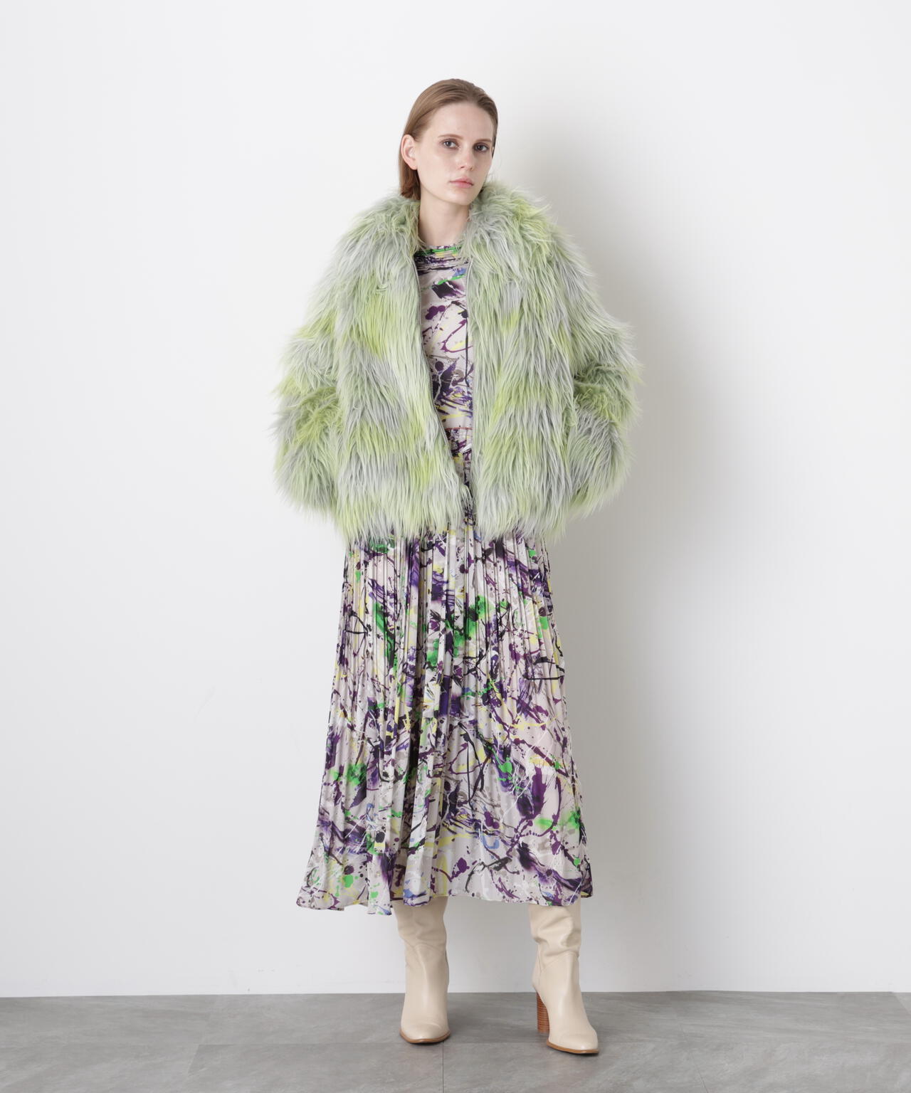 Gradation Dyed Fur Touch Jacket