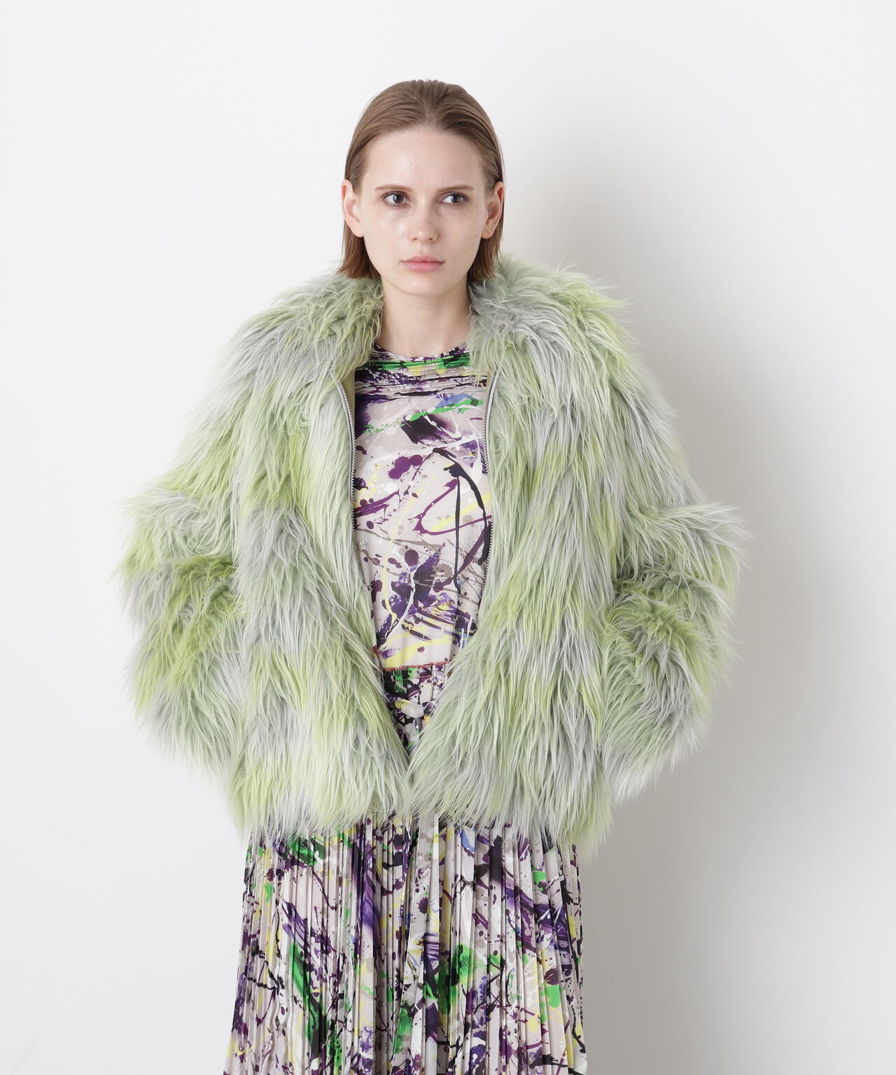Gradation Dyed Fur Touch Jacket