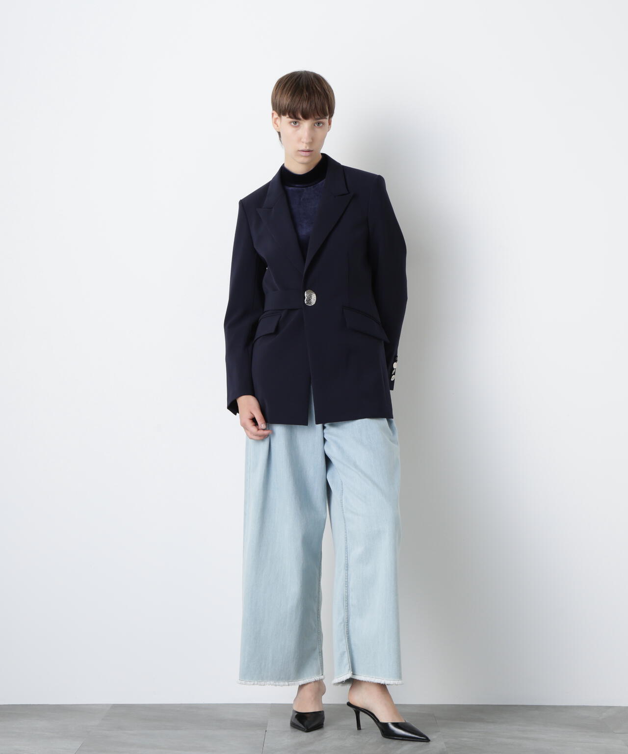 Belted Metal Button Jacket