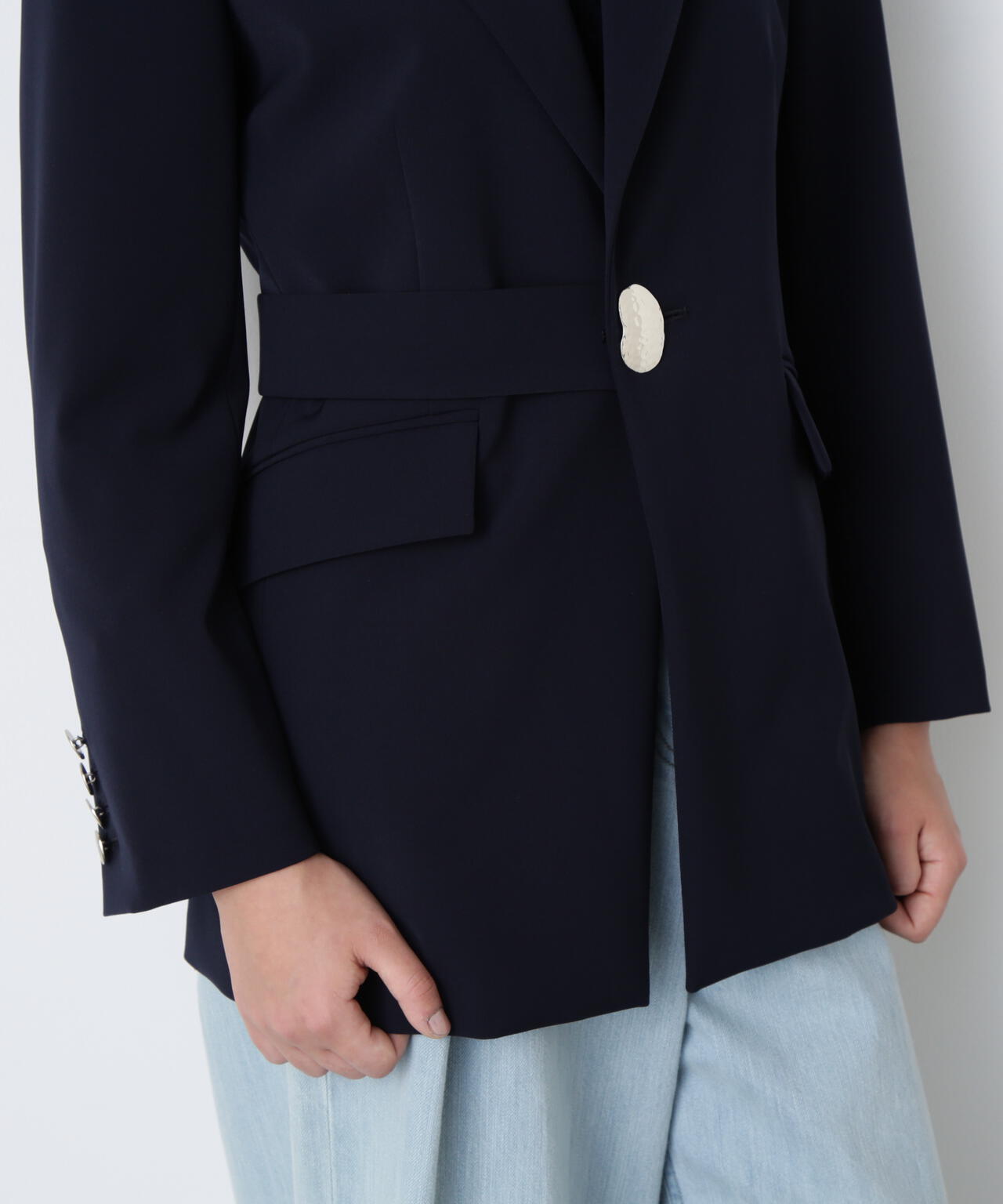 Belted Metal Button Jacket