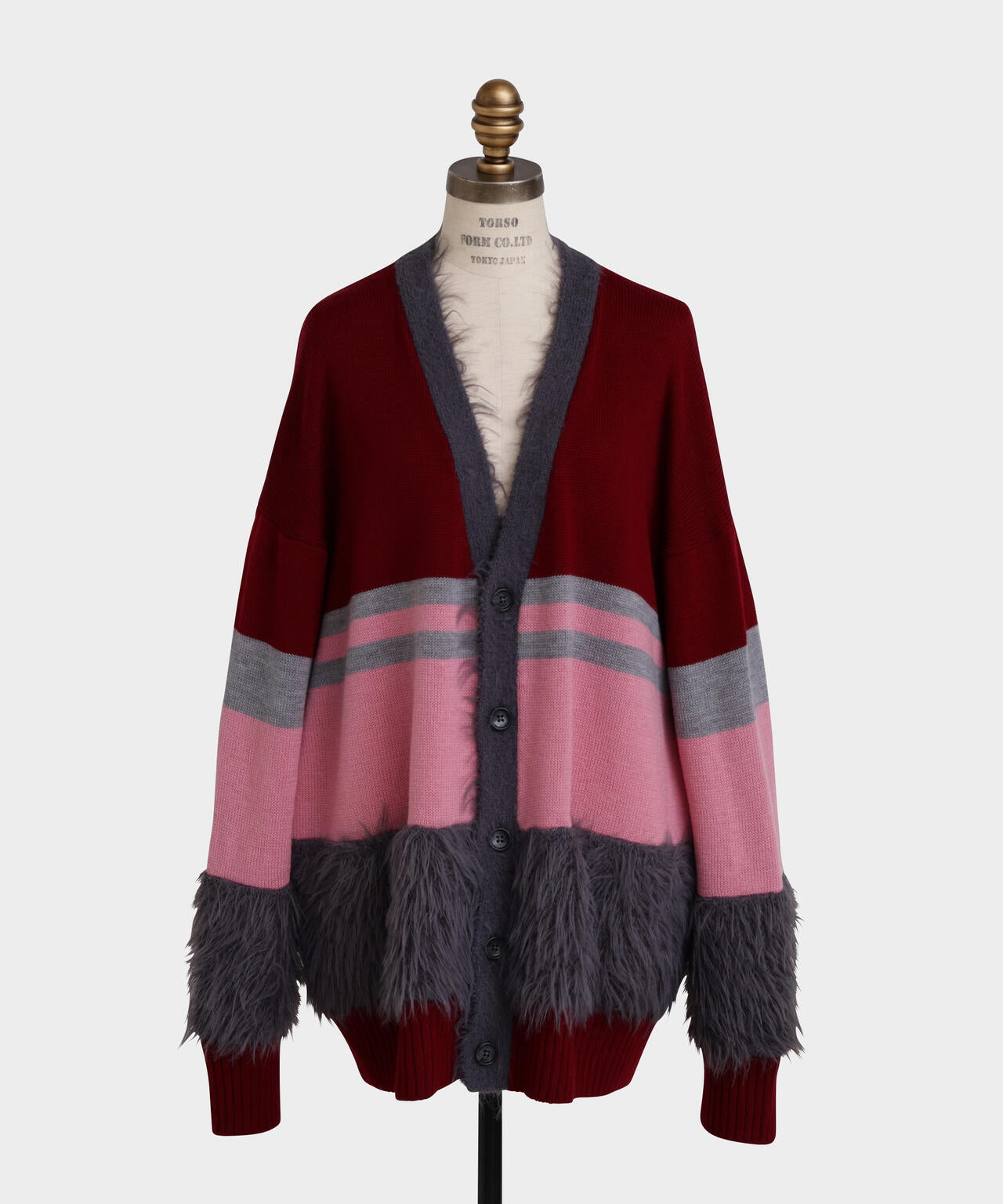 Fluffy Yarn Combi Cardigan